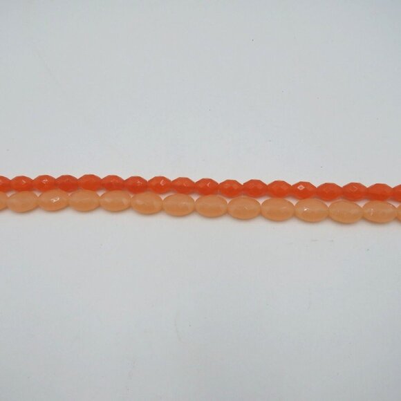 Vintage Necklace 16" Double Strand Plastic Faceted Two Tone Orange Beads - Picture 9 of 12
